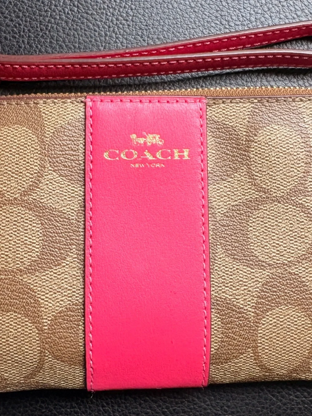 Coach Corner Zip Wristlet In Signature Canvas Pink